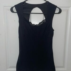 Express black Sleeveless Top with Lace Detail